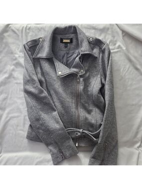 Greylin Grey Boucle Knit Moto Jacket S